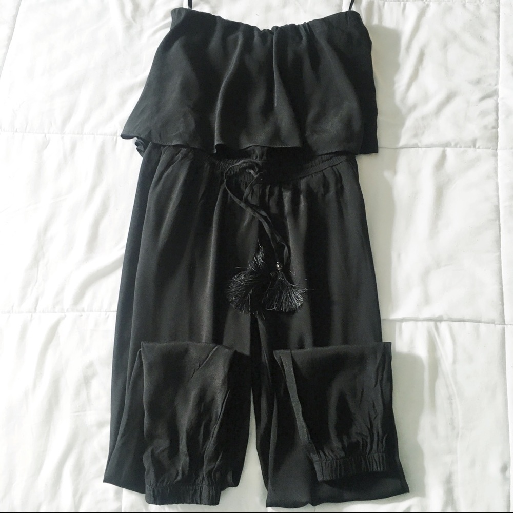 White House black market strapless black jumpsuit